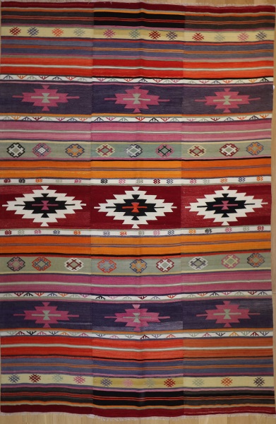 R7869 Vintage Turkish Large Kilim Rug