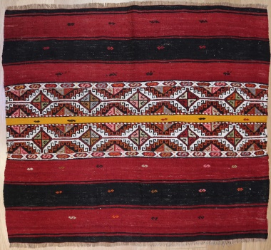 F572 Vintage Turkish Toros Cicim Rug